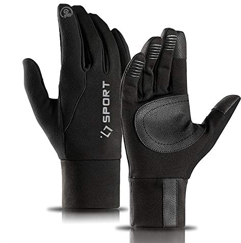 Winterhandschuhe, Thermohandschuhe,Sporthandschuhe Skihandschuhe Laufhandschuhe Fahrradhandschuhe Touchscreen Handschuhe Unisex Herren Damen Wasserdichte für Radfahren/Laufen/Skifahren Schwarz(L)
