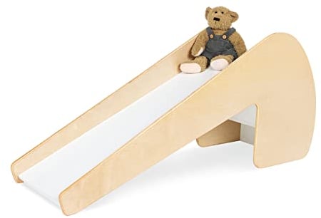 Pinolino Indoor-Rutsche Lotta aus Holz, Belastbarkeit 60 kg, mit 2 Augenaufklebern, für Kinder ab 3 Jahren, FSC -zertifiziert 219493 Natur/Weiß