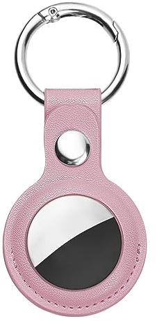 Ainiv Schutzhülle für AirTag, Leder Keyring Schutzhülle Kompatibel mit AirTags, Leder Keyring für AirTag, Mini Case für Apple AirTags, Hülle Schlüsselanhänger Case, Cover mit Schlüsselanhänger, Rosa