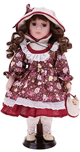 Baoblaze 30cm Porzellanpuppe Mädchen Menschen Figuren mit Halter Geschenk