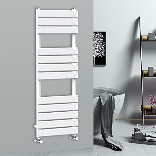 Warmehaus Flat Panel Bathroom Heated Towel Rail Radiator Ladder White 1200x450mm