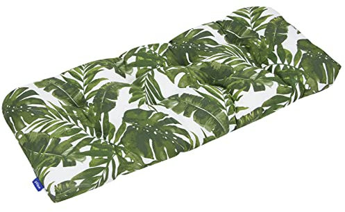 INFBLUE Tufted Bench Cushion for Outdoor Furniture Patio Swing Cushions Overstuffed Outdoor Loveseat Cushions with Round Corner (44'' x 19'' x 5'', Green Leaves)
