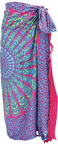 GURU SHOP Bali Sarong, Wandtuch, Wickelrock, Mandala Pareo - blau/pink/Sarongs & Tücher