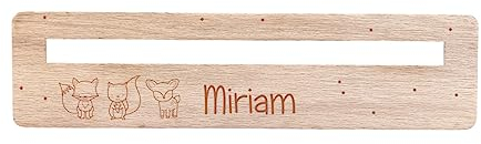 minimutz Lesehilfe Kinder 1. Klasse Holz | Personalisiertes Lesezeichen mit Name | Lesestreifen Lineal mit Lesefenster Schulkind | Hilfe bei Legasthenie Lesen Lernen Waldtiere