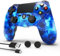 MUZELI Wireless Controller per PS4 Multipiattaforma Joystick per PS4/Pro/Slim/PC/iOS/Android/MacOS con Doppia Vibrazione/Sensore di Movimento a 6 assi/Jack Audio da 3,5 mm/Touch Pad Sensibile(Blu)