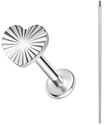 BodyAce ASTM F136 Titan Helix Piercings Ohrstecker, 16G Flatback Lippenpiercing With Piercing Taper, Nasenstecker Conch Tragus Piercing Schmuck [Lineares Liebesherz]