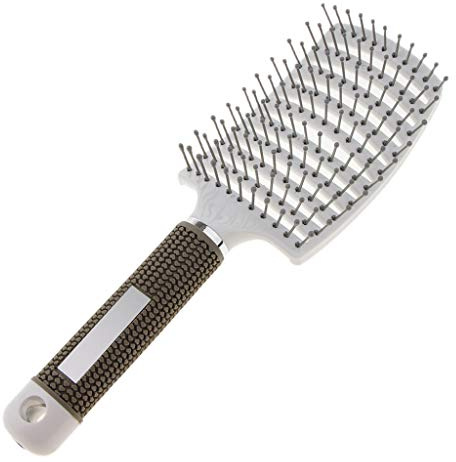 Große gebogene belüftete Haarbürste zum Entwirren, Trocknen der Kopfhaut, Massage, Weiß