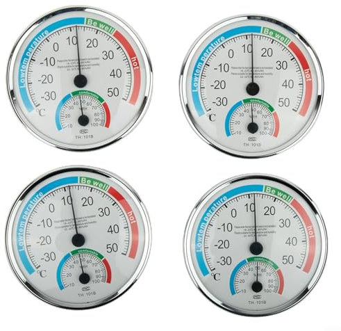 Lot de 4 hygromètres thermiques analogiques d'intérieur - Sans piles