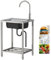 Lavabo pour Salle de Bain, 60x45x82cm / 24x18x32 Pouces Bac à Lavabo, Lave-mains en Inox pour Salle de Bain Vestiaires Buanderie ou Garage Blanc