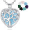 INFUSEU Collier Arbre De Vie, Pierre Naturelle Cristal Forme de Coeur Pendentif Arbre Femme Bijoux Cristaux De Guérison Yoga Naturels Diverses Pierres Interchangeables Pendentif Cadeau Femme Maman