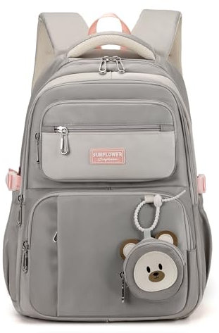 Travistar Schulranzen Jungen Schulrucksack mädchen Teenager Schultasche rucksäcke Sporttasche Daypack für Schule Ranzen mit Viele Fächer Laptopfach School Bags Grau Nylon(40L)