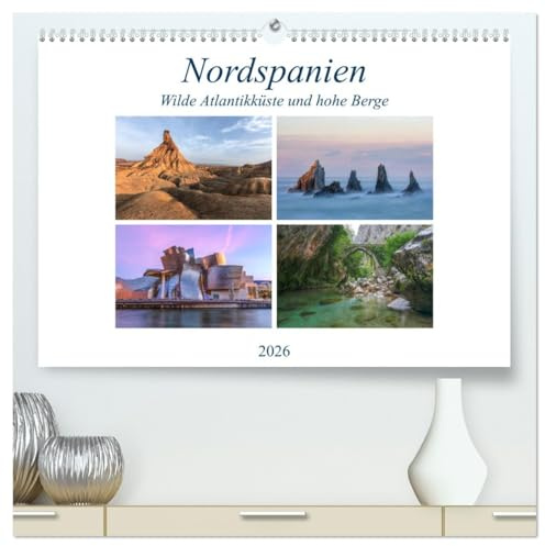 Nordspanien, wilde Atlantikküste und hohe Berge (hochwertiger Premium Wandkalender 2026 DIN A2 quer), Kunstdruck in Hochglanz: Nordspanien ist das ... und Strandurlaubern. (CALVENDO Orte)