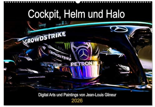 Cockpit, Helm und Halo (Wandkalender 2026 DIN A2 quer), CALVENDO Monatskalender: Design aus dem Motorsport (CALVENDO Mobilitaet)