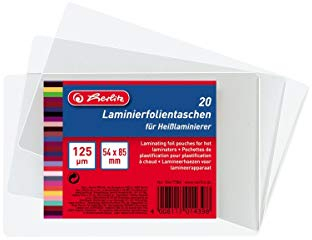 Herlitz 10417384 Laminierfolientasche im Visitenkartenformat, 20 Stück für Heißlaminierer