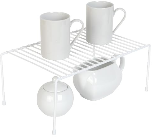 Smart Design Schrankregal, mittelgroß (21,6 x 33,25 cm) – Stahl-Metalldraht – Schrank, Teller, Geschirr, Theke und Speisekammer, Organizer – Küche [weiß]