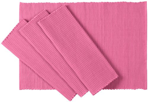 C'est Ca Textiles Ribbed Cotton Placemats, Set of 4, Azalea Pink