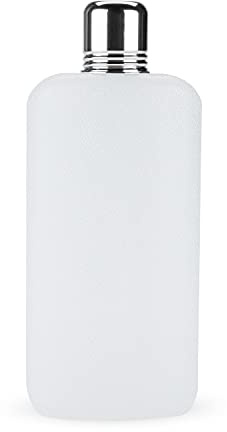 True Rogue Plastic Flask for Liquor - Hidden & Discreet 16oz White Plastic Flask with 1oz Aluminum Shot Glass Cap for Travel & Cruise Liquor Beverages - Set of 1