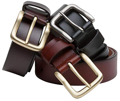 Hoggs of Fife Luxury Leather Belt Dark Brown - Black: Made from real and finished with a large polished silver single pin buckle sturdy keeper, & Tan: antiqued brass metal keeper