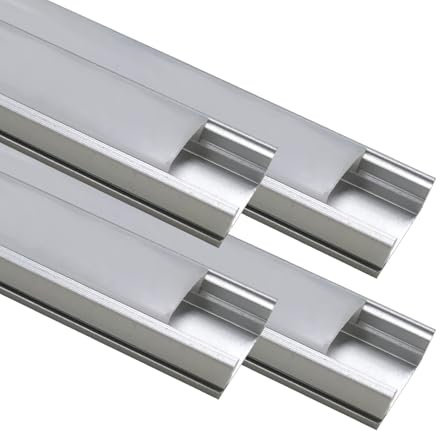 LED ATOMANT Pack 4x Canaleta de Aluminio, 1 metro para Strip, Tapones de los Extremos y clips de montaje Incluidos