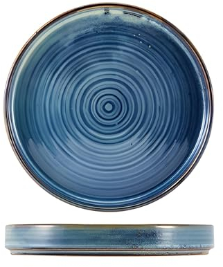 Genware PR-PBL26 Terra Lot de 6 assiettes de présentation en porcelaine Bleu turquoise Diamètre 260 mm Hauteur 26 mm
