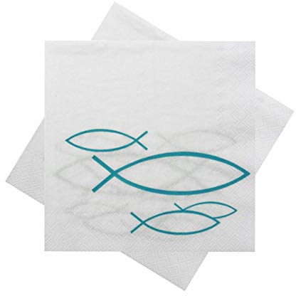 Servietten Fisch Türkis Petrol Blau Kaffeeserviette Tischdeko Kommunion Konfirmation Deko 20 Stück
