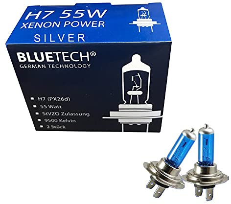 BLUETECH® 2x Silver Edition H7 55W 9500K Xenon Effekt mit StVZO Zulassung!