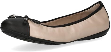 CAPRICE Damen Ballerinas aus Leder mit Lack, Beige (Beige Comb), 41 EU