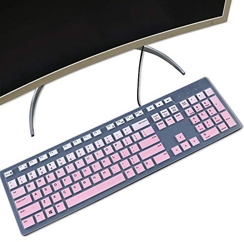 Keyboard Cover for Dell KB216 Wired Keyboard & Dell KM636 Wireless/Dell Optiplex 5250 3050 3240 5460 7450 7050/Dell Inspiron AIO 3475/3670/3477 All-in one Desktop Keyboard Protective Skin, Ombre Pink