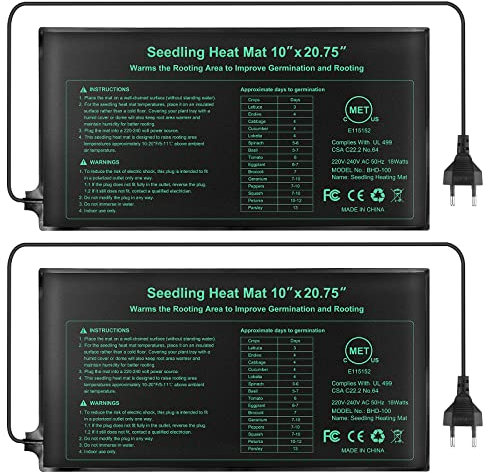 RIOGOO Heizmatte Wärmematte für Sämling Germination und Haustier,Wasserkultur-Samen-Reptil-Betriebsheizungs-Auflage mit Abschaltschutz sicher und haltbar 24 * 52cm CER bestätigt(2 Stück)