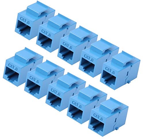 iGreely RJ45 Keystone Jack - 10Pack Cat6 Cat5e Cat5 Compatible 8P8C Ethernet Network Jack Insert Snap In Adapter Connector Port Inline Coupler For Wall Plate Outlet Panel (Blue)
