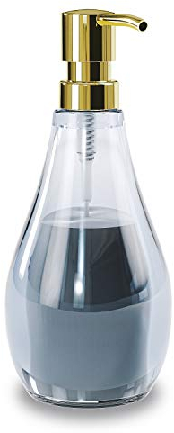 Umbra Droplet Seifenspender, Flüssigseifenspender und Spülmittelspender mit 280ml Fassungsvermögen aus Acrylglas für Badezimmer und Küche, Denim Blau, normal