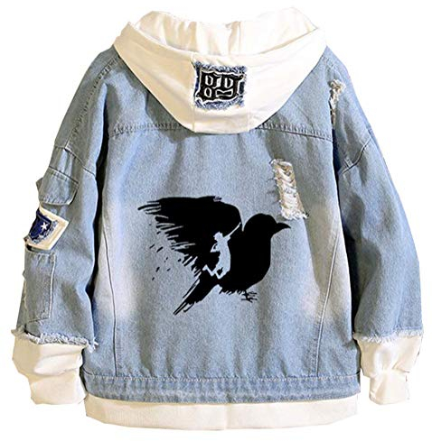 WANHONGYUE Anime Haikyuu Jeansjacke Hoodie Denim Jacket Unisex Kapuzenpullover Sweatshirt Mantel Blau/6-3XL