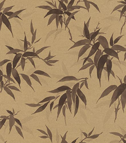 Rasch Tapeten Vliestapete (Botanical) Gold braune 10,05 m x 0,53 m Kimono 409765