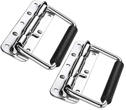 Gobesty 2 Stück klappgriff, Hardware Boxen Gefedert kistengriff, Silber Griffe Griff Tragegriff für Toolbox Tür (140mm)