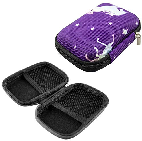 caseroxx Transport Schutztasche für Kinder MP3 Player wie MusicFun, AGPTEK, Zacro, etc. in Einhornmuster- lila
