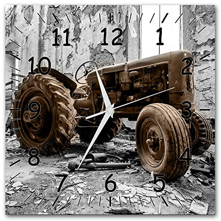 BM Funk Quarz Wanduhr Funkwanduhr Funkwanduhren Funkuhr Funkuhren kein Ticken lautlos geräuschlos leise modern ohne Tickgeräusche groÃŸ XXL Wohnzimmer Küche Traktor Trecker 9392-1a WZ