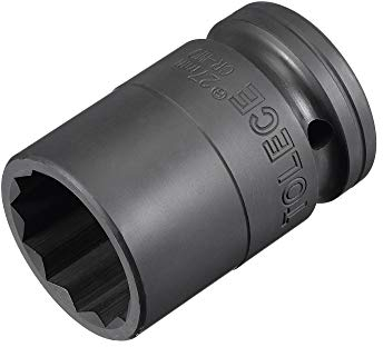 sourcing map Douille à choc 12 points de 27 mm de diamètre - Acier CR-MO de 56 mm de longueur - Tailles métriques standard