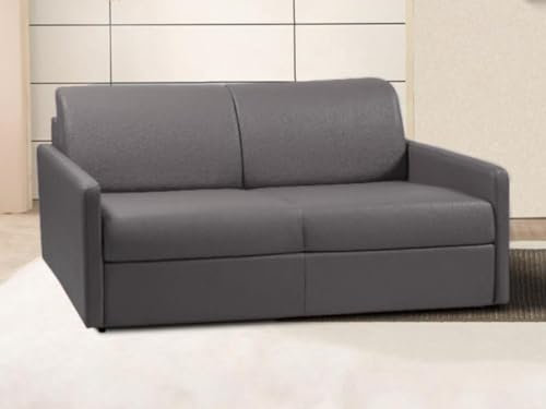 Vente-unique Schlafsofa 3-Sitzer - Liegefläche: 140 cm - Matratzenhöhe: 22 cm - Kunstleder - Grau - CALIFE
