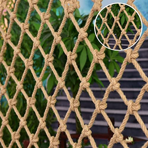 JYSSH Kids Climbing Net, Rope Net for Treehouse, Hemp Rope Net, Cargo Rope Ladder Truck Net, Photo Wall Decoration Mesh Nets, Climbing Rope Nets,Jute-2x2m(7x7ft)
