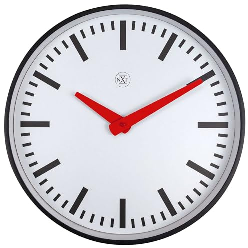 Wall Clock 25,5 cm-Silent-Black/White-Plastic-nXt Newcastle