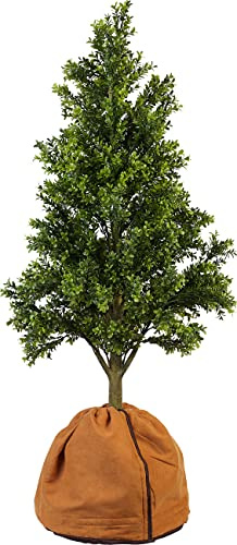 Royal Gardineer Topfabdeckungen: Thermo-Topfschutz für Pflanzen, 40 x 40 cm, mit Drainage, braun (Haubenvliese, Winterschutz, Gewächshaus)