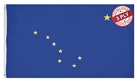 Doppelseitige Alaska Sates Flaggen, 90 x 150 cm, für den Außenbereich – lebendige Farben und lichtecht, Deluxe-3-lagiges Polyester-Alaska-AK Flaggen mit Messingösen