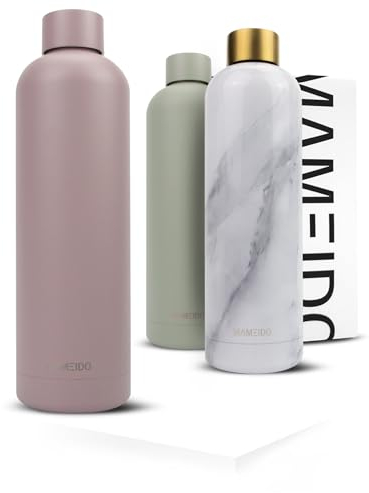 MAMEIDO Trinkflasche Edelstahl 750ml, auslaufsichere Thermosflasche, Kohlensäure geeignet, BPA frei, Isolierflasche 12h heiß & 24h kalt (Powder Blush, 0,75l)