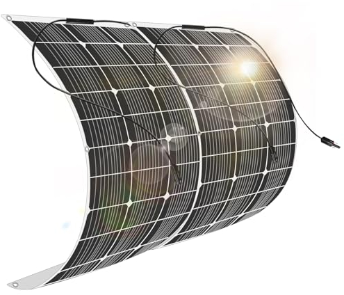 200W 12V Flexible Monocristalino Panel Solar (2 Piezas 100W) con Módulo Fotovoltaico impermeable de cable Solar para superficie no plana, caravana y techo