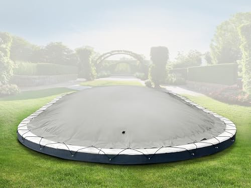 ANKO PLANEN Aufblasbare Poolabdeckung oval - Premium Abdeckplane für den Pool - ideale Winterlösung AirDeluxe (Grau, Poolinnenmaß: 6,00m x 3,20m)