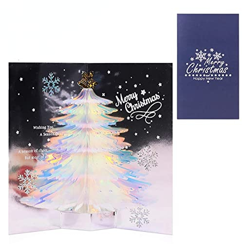 3D Pop Up Weihnachten Karten, 3D Weihnachtskarte, 3D Weihnachtsbaum Karte mit Umschlag, Pop-Up Karte Weihnachten, Dekorative Weihnachtsbaum Karte für Feiertagskarte (Blau)