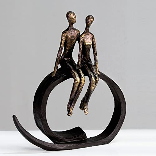 Casablanca Design Skulptur Close Paar auf Ring Höhe 35 cm Breite 30 cm bronzeoptik aus Poly Wohnzimmer Skulpturen Deko Modern