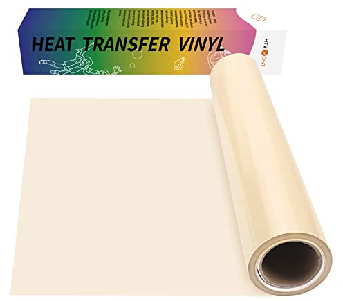 Heat Transfer Vinyl HTV Vinyl Rolls - 12 x 15ft Iron on Vinyl for Cricut & Silhouette Cameo, HTV Vinyl for Shirts - Easy to Cut & Weed for Heat Vinyl Design (Cream, 12 x 15FT Classic)