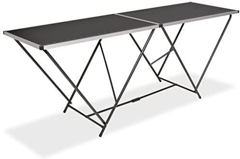 Makastle Tapeziertisch klappbar Stabiler Arbeitstisch Mehrzwecktisch mit Messskala Flohmarkttisch 200 x 60 cm Multifunktionstisch bis 30,0 kg belastbar, MDF und Aluminium