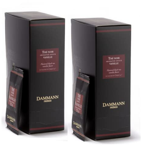 Dammann Frères® | Tè Nero con Aromi di Vaniglia | Black Tea Vanilla - 2 x 24 Bustine di Tè (96 Gr) | Tè Bustine Confezioni | Tè Nero Aromatizzato Vaniglia